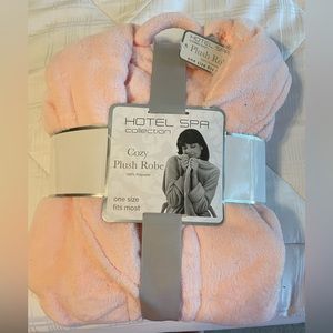 Cozy, plush, pink robe. One size fits all.